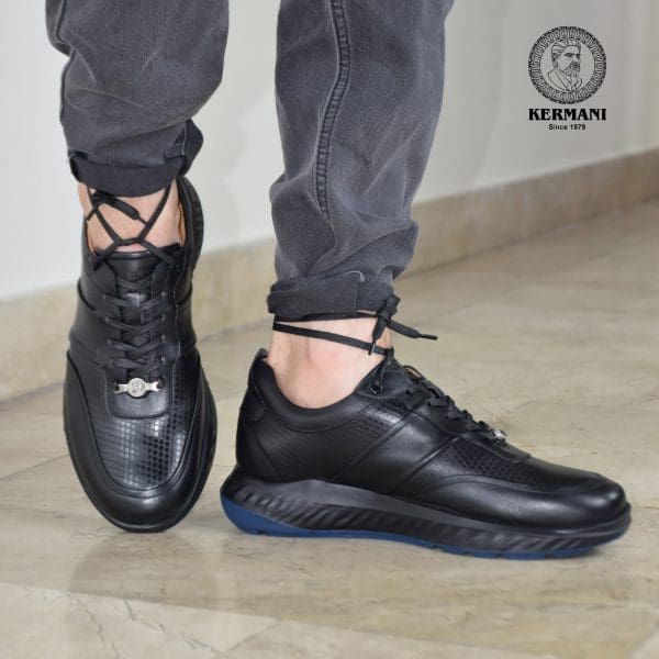 کفش روزمره مردانه کرمانی مدل چرم دستدوز طبیعی کد 512 رنگ مشکی