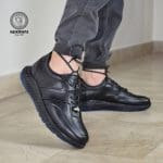 کفش روزمره مردانه کرمانی مدل چرم دستدوز طبیعی کد 512 رنگ مشکی
