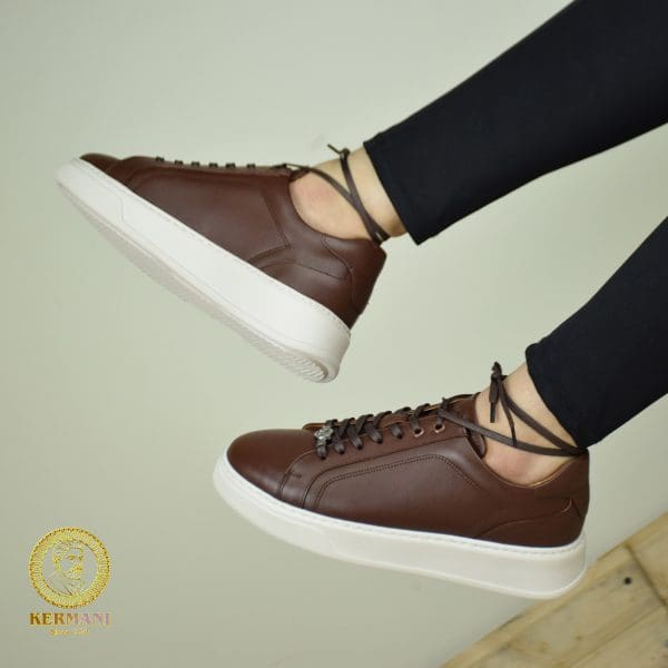 کفش روزمره زنانه کرمانی مدل چرم دستدوز طبیعی کد 42001z رنگ قهوه ای
