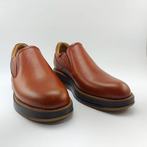 کفش روزمره مردانه کرمانی مدل چرم دستدوز طبیعی فلوتر کد 502 رنگ عسلی