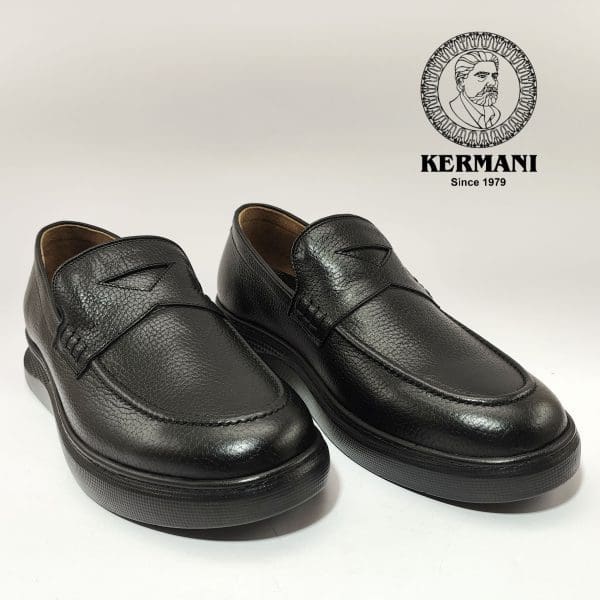 کفش کالج مردانه کرمانی مدل چرم دستدوز طبیعی فلوتر کد 514 رنگ مشکی